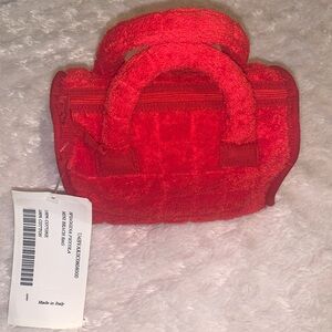 🎁NWT Pratesi Spiagguns Piccola Stylish Red Mini Terry Cloth Handle Bag